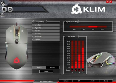 KLIM AIM Software 01 - Einstellung der Tastenbelegung und der Empfindlichkeit